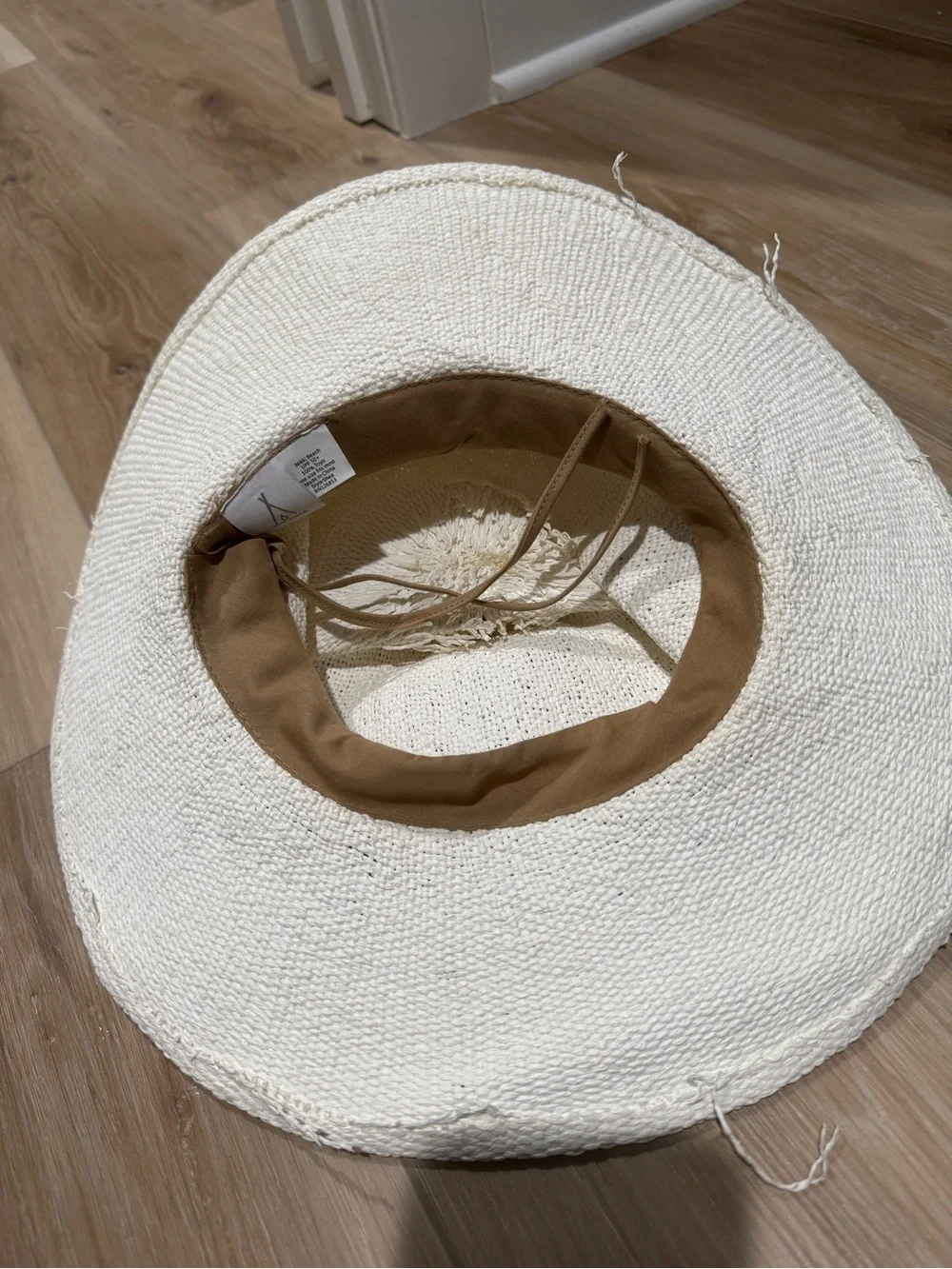 Cream Straw Sun Hat with Tan Bow Accent